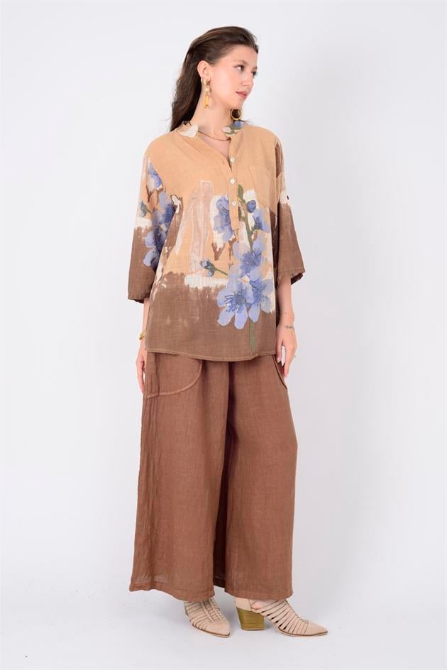 15455F-68 SPLASH ÇİÇEK DESEN GÖMLEK