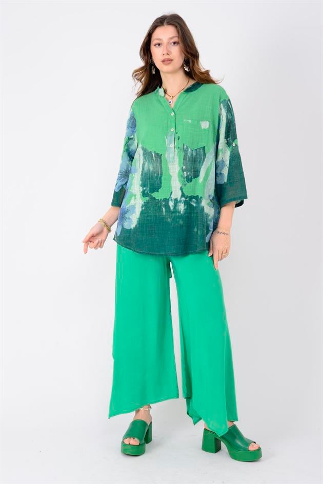 15455F-68 SPLASH ÇİÇEK DESEN GÖMLEK