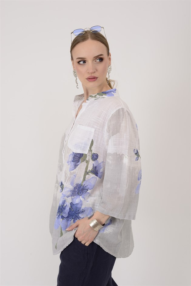 15455F-68 SPLASH ÇİÇEK DESEN GÖMLEK