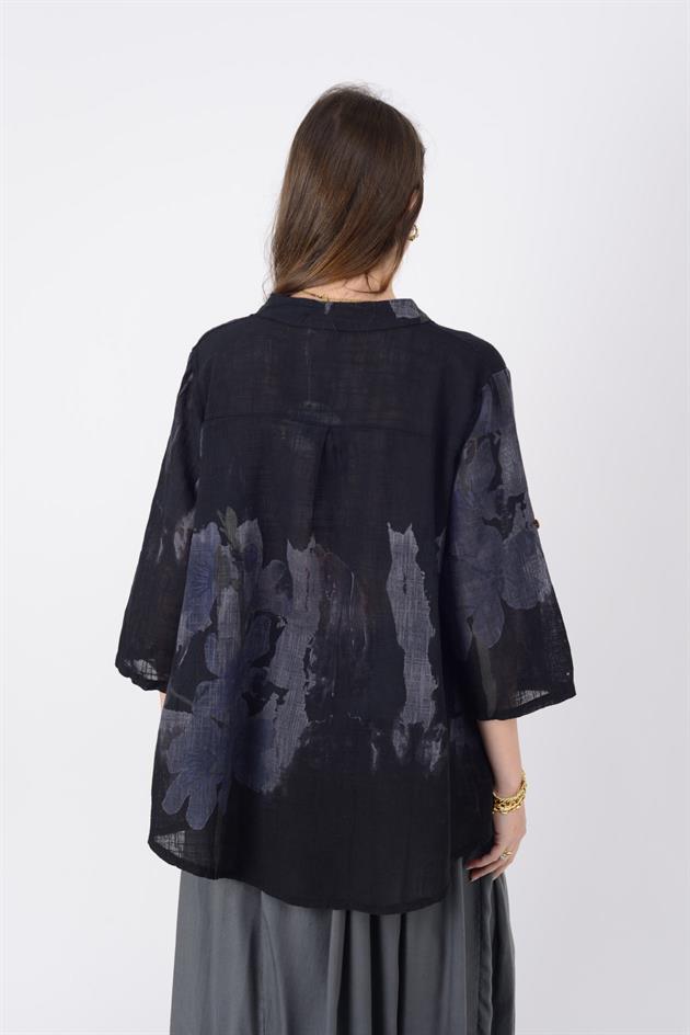 15455F-68 SPLASH ÇİÇEK DESEN GÖMLEK