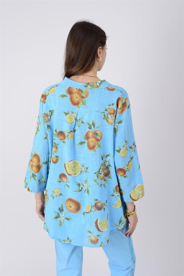 15455F-84 PORTAKAL DESEN GÖMLEK