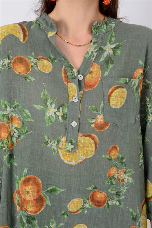 15455F-84 PORTAKAL DESEN GÖMLEK