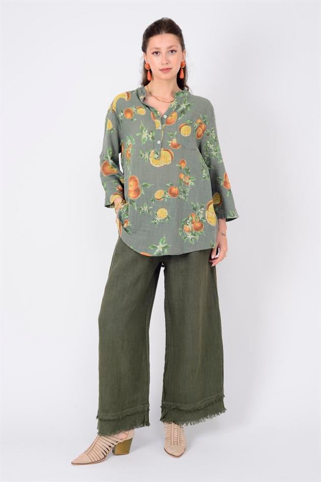 15455F-84 PORTAKAL DESEN GÖMLEK