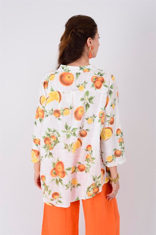 15455F-84 PORTAKAL DESEN GÖMLEK