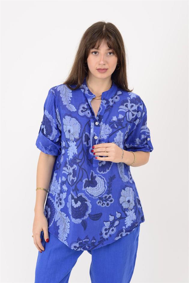 15455F-88 OTANTİK DESEN ÜÇ DÜĞMELİ GÖMLEK