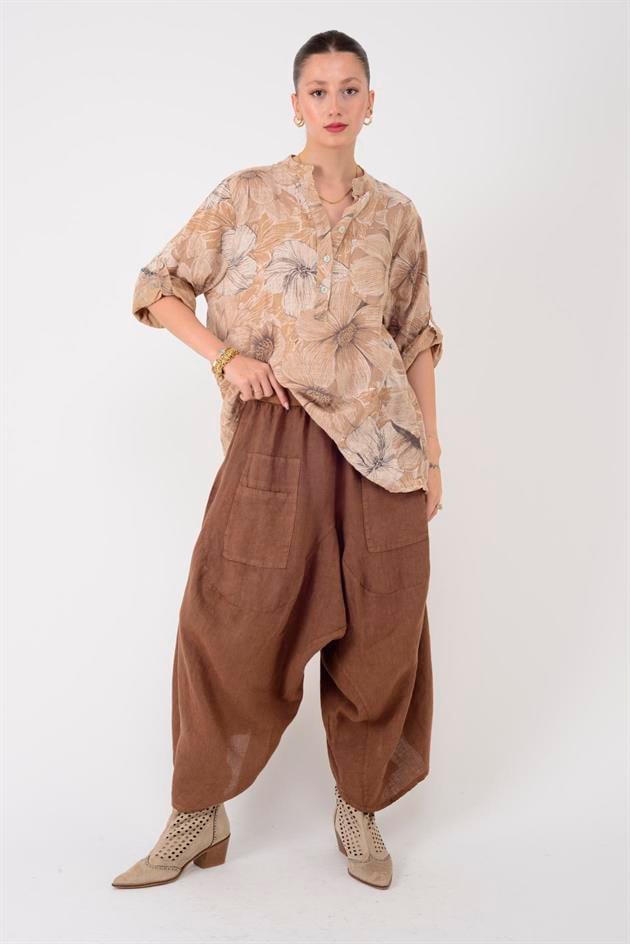 15455F-90 KADİFE ÇİÇEKLER DESEN GÖMLEK