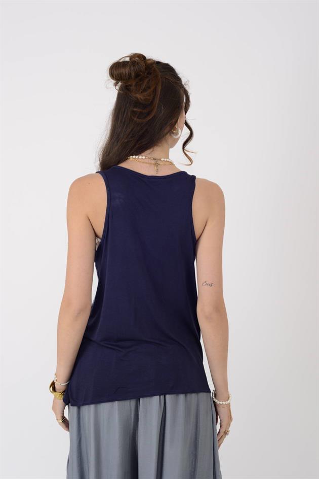 1684 PAYET DETAYLI ASTARLI KOLSUZ BLUZ