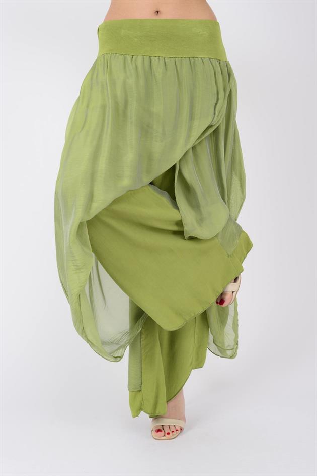 1899 ASİMETRİK KESİM KAPAKLI  İPEK ŞALVAR