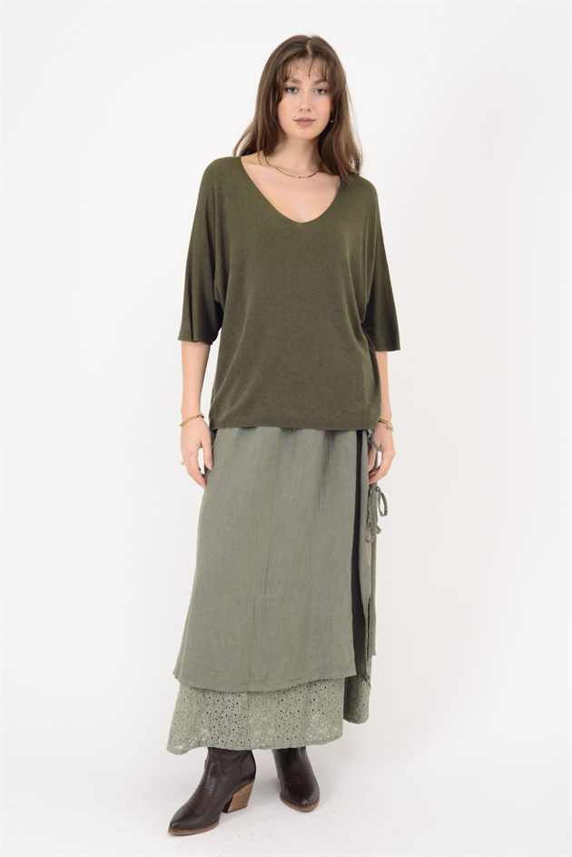 19004 V YAKA TRİKO BLUZ