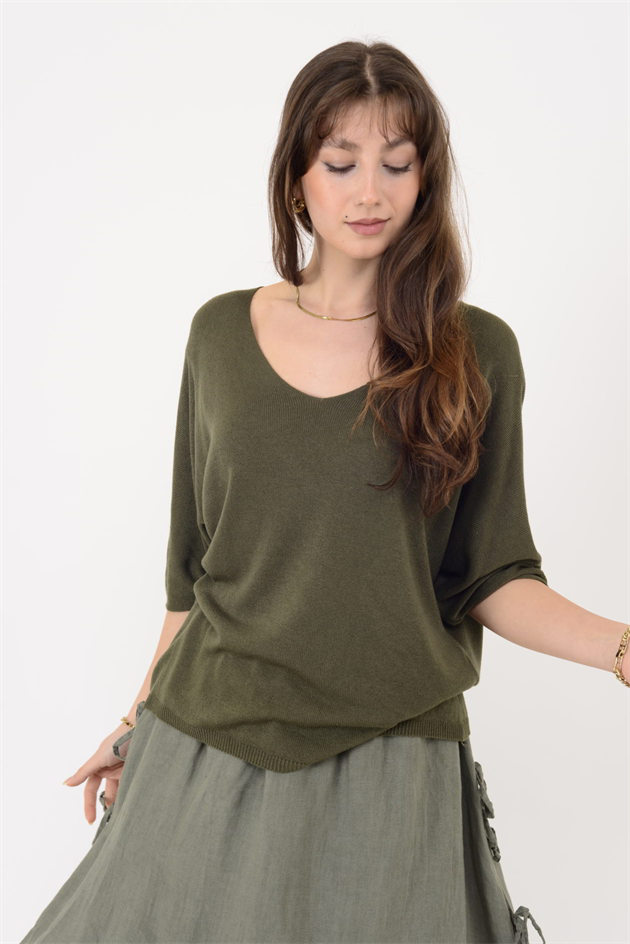 19004 V YAKA TRİKO BLUZ