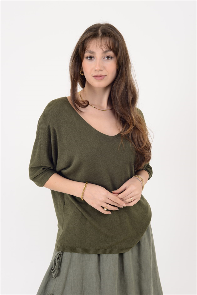 19004 V YAKA TRİKO BLUZ