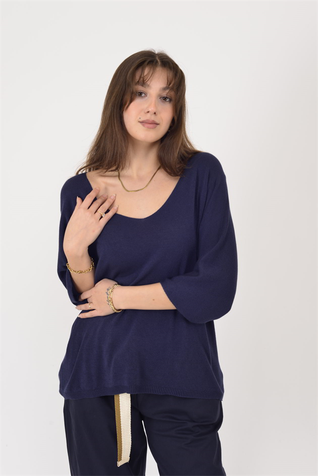 19004 V YAKA TRİKO BLUZ
