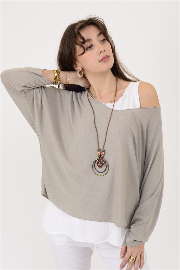 19005 KOLYE DETAYLI 2Lİ TRİKO BLUZ