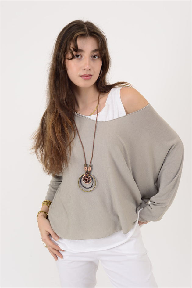 19005 KOLYE DETAYLI 2Lİ TRİKO BLUZ