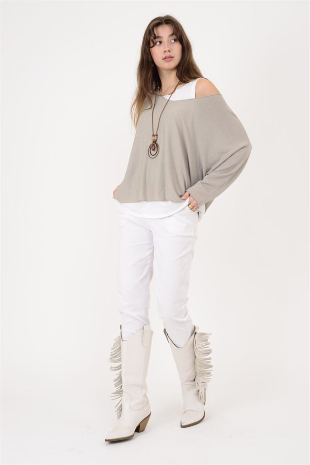 19005 KOLYE DETAYLI 2Lİ TRİKO BLUZ