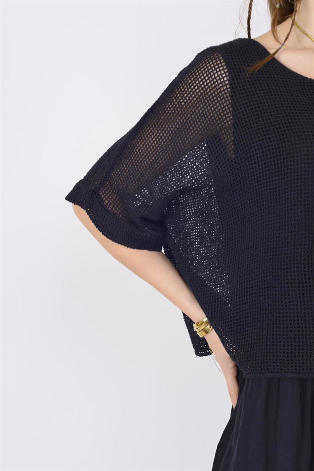 19056 DUAL KATLI KETEN ELBİSE