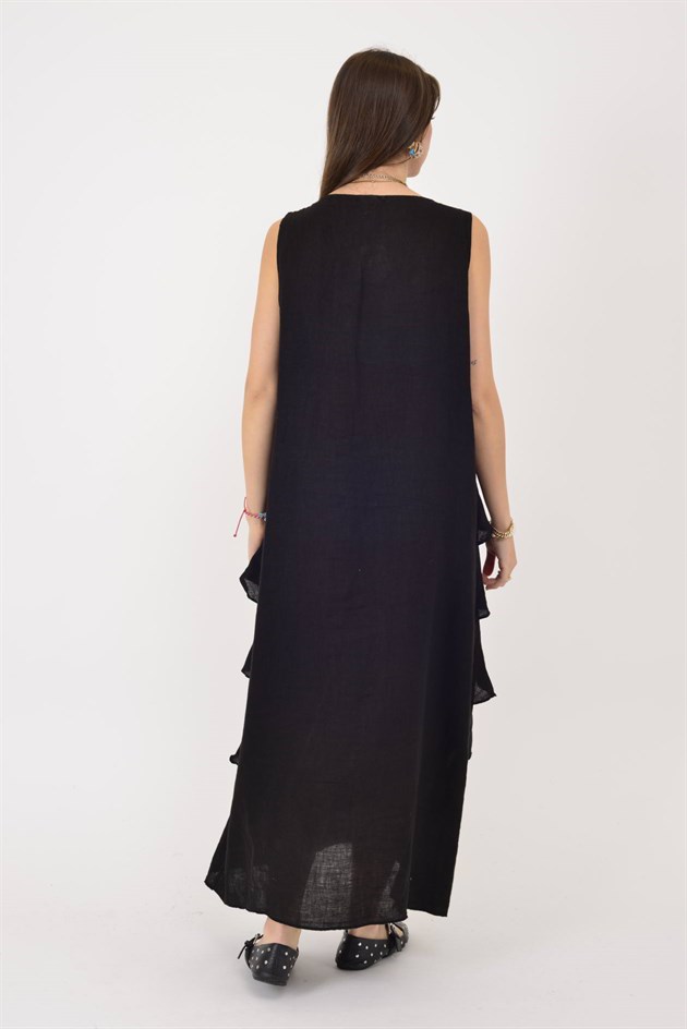 2-08 KAT KAT KOLSUZ KETEN ELBİSE