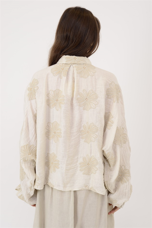 20277 KRİZANTEM DESEN PAMUKLU GÖMLEK