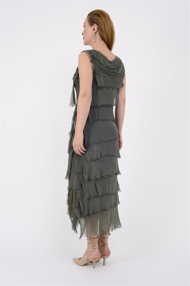 2031 KAT KAT İPEK ELBİSE