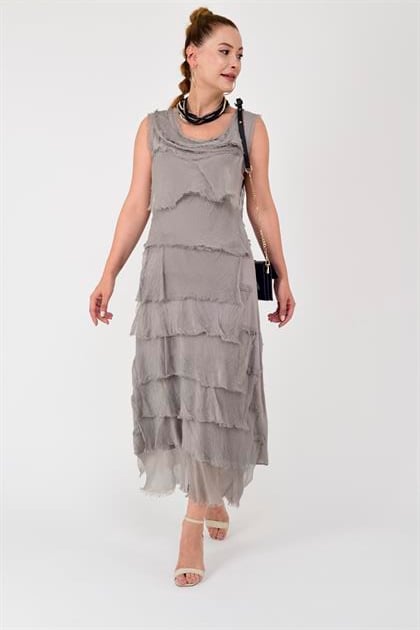 2031 KAT KAT İPEK ELBİSE