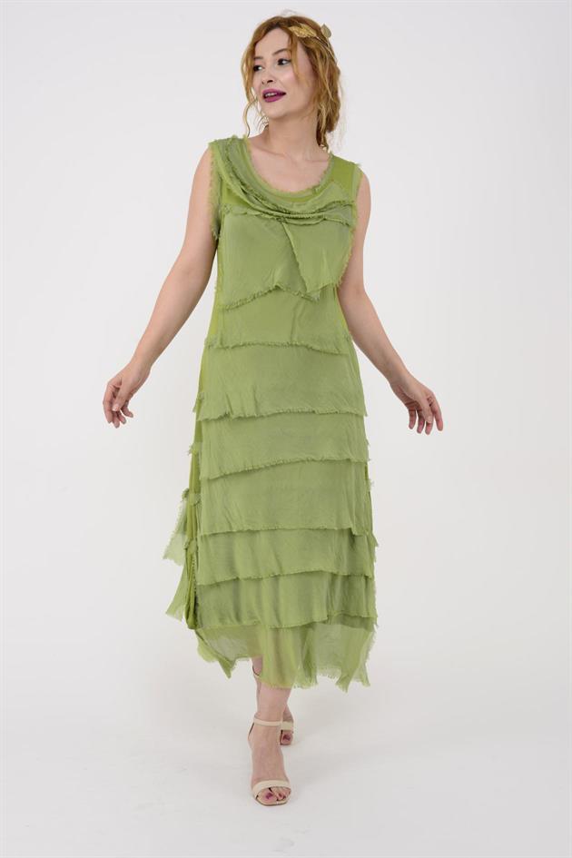 2031 KAT KAT İPEK ELBİSE