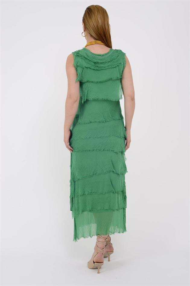 2031 KAT KAT İPEK ELBİSE