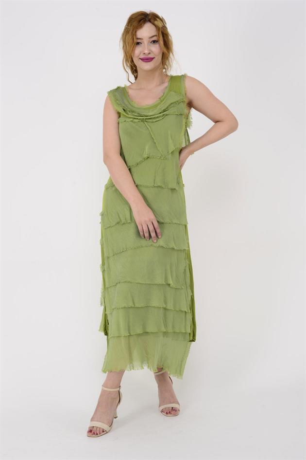 2031 KAT KAT İPEK ELBİSE