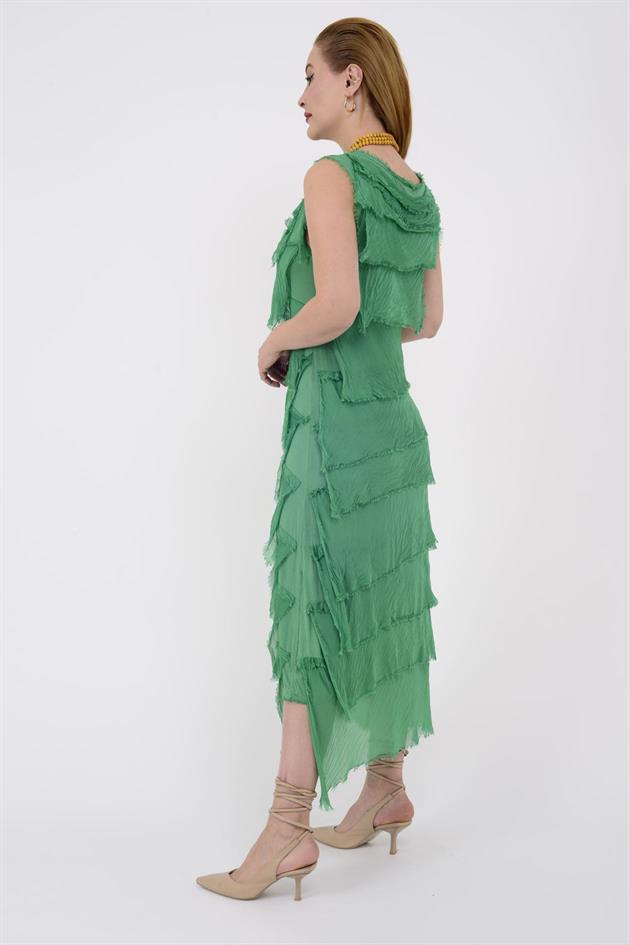 2031 KAT KAT İPEK ELBİSE