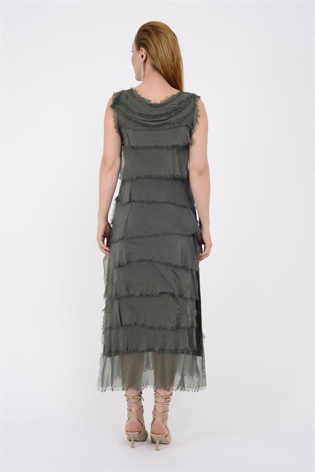 2031 KAT KAT İPEK ELBİSE