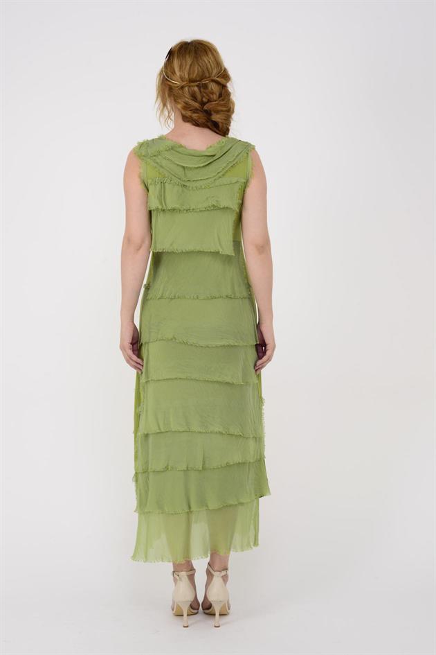 2031 KAT KAT İPEK ELBİSE