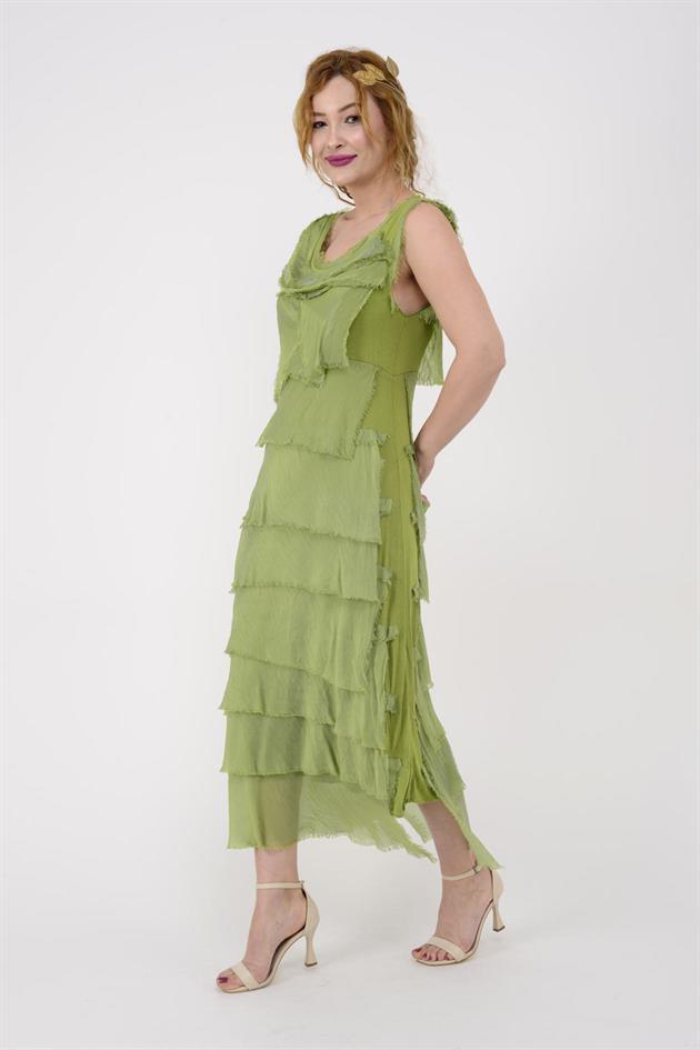 2031 KAT KAT İPEK ELBİSE