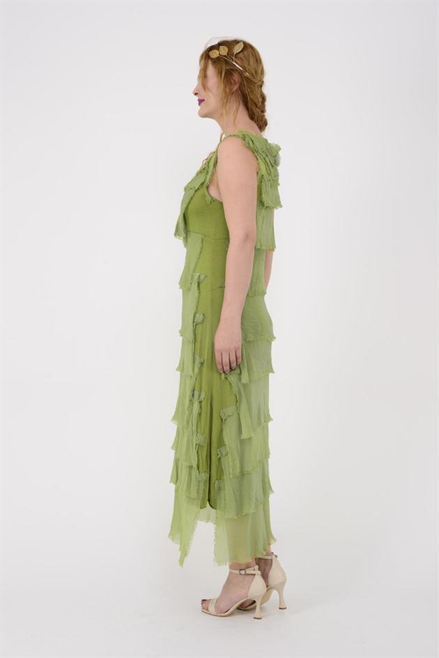 2031 KAT KAT İPEK ELBİSE