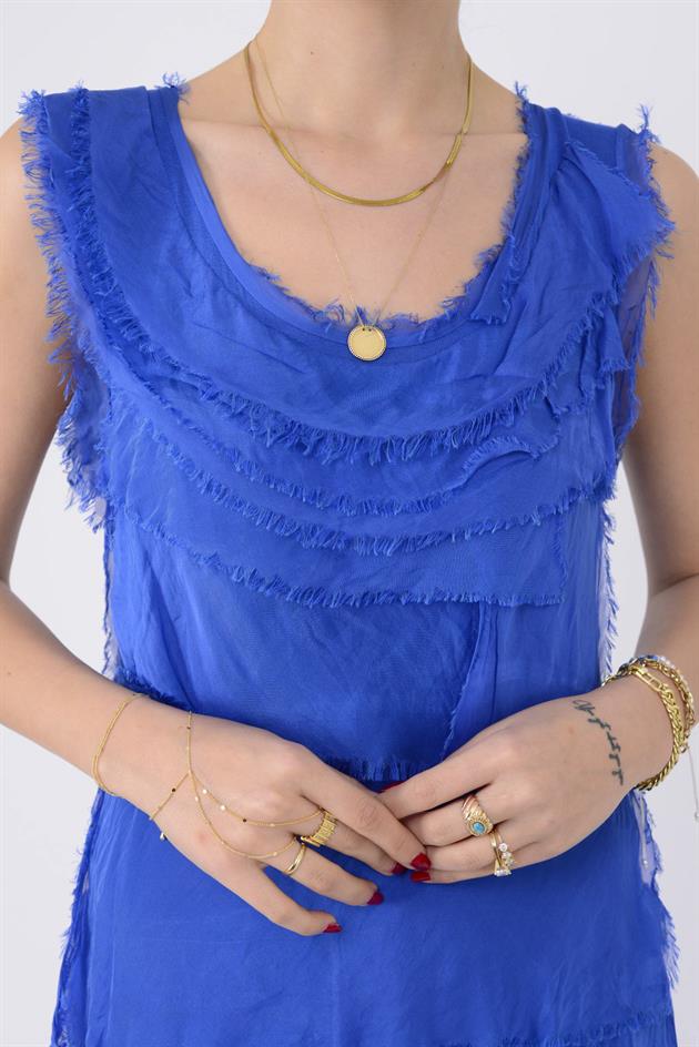 2031 KAT KAT İPEK ELBİSE