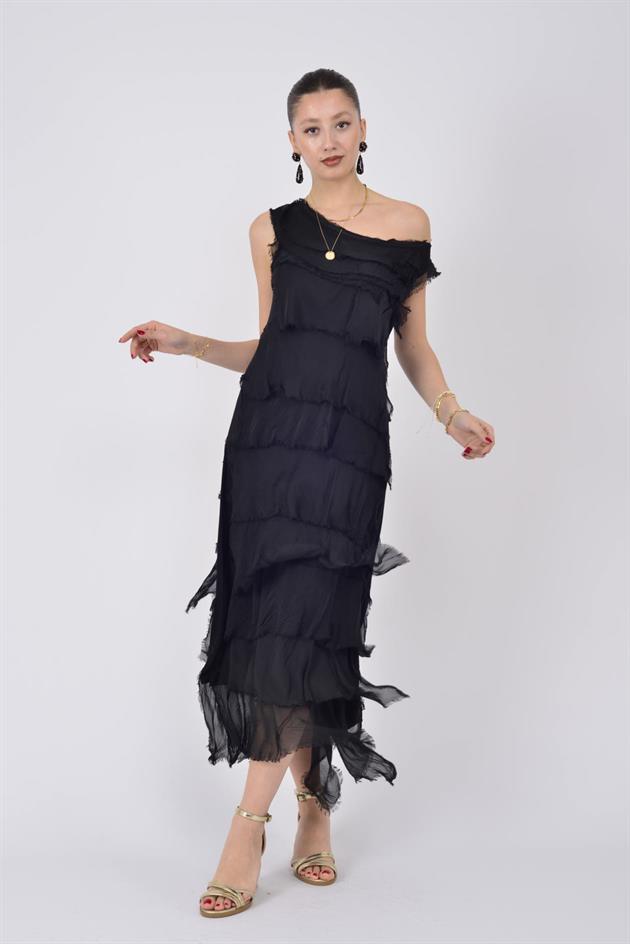 2031 KAT KAT İPEK ELBİSE