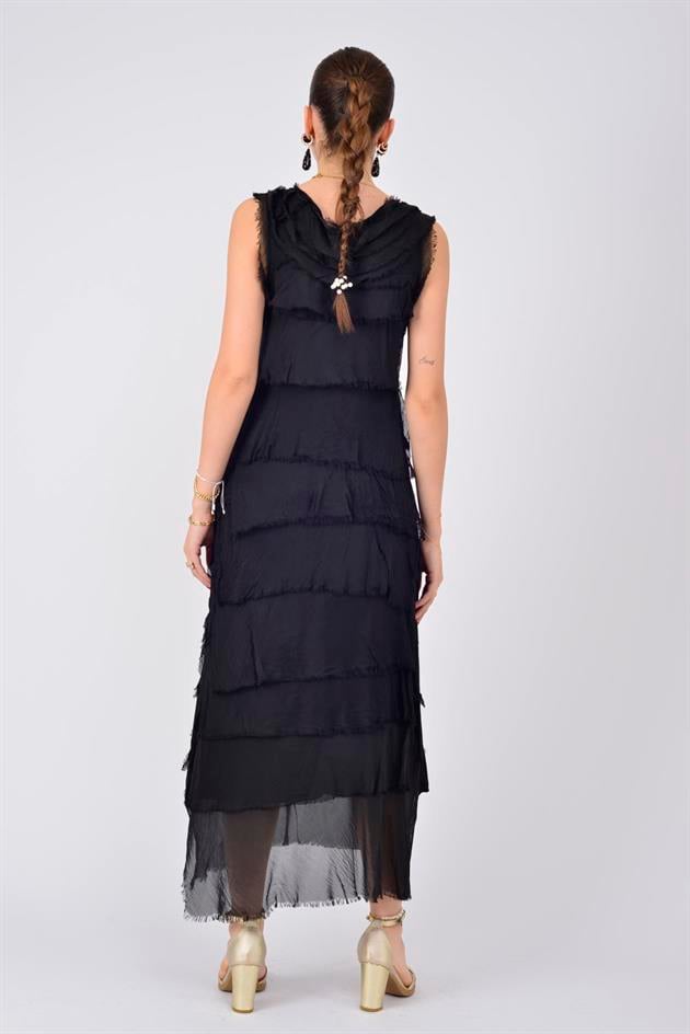 2031 KAT KAT İPEK ELBİSE