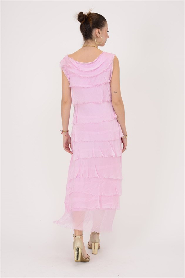 2031 KAT KAT İPEK ELBİSE