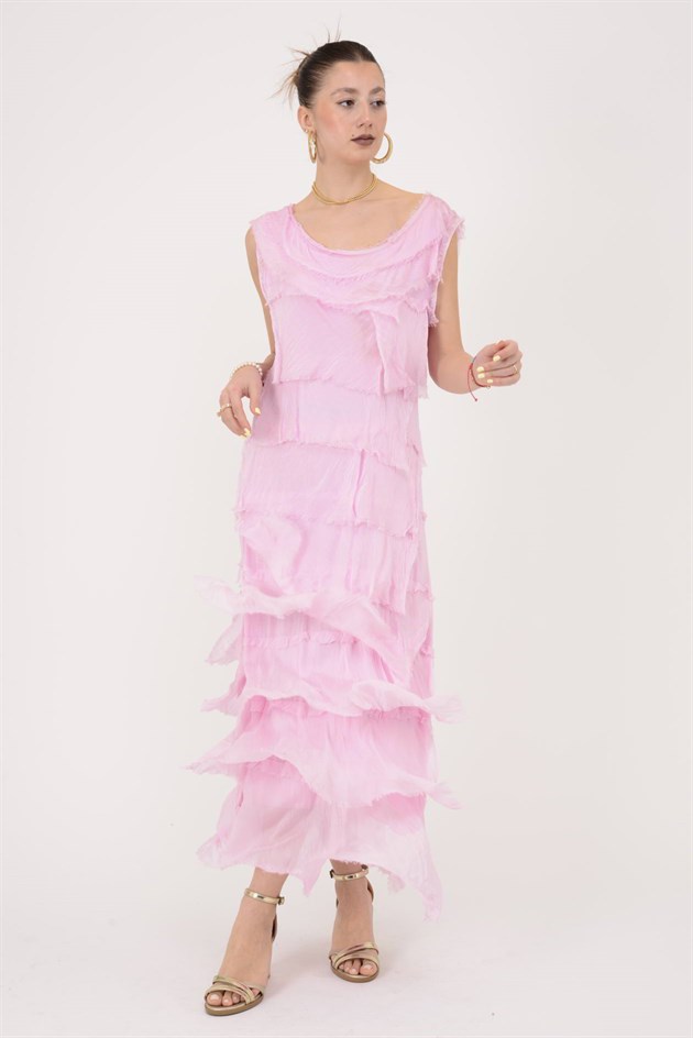 2031 KAT KAT İPEK ELBİSE