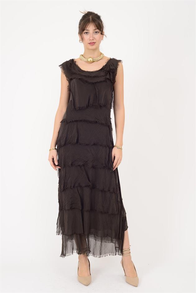 2031 KAT KAT İPEK ELBİSE