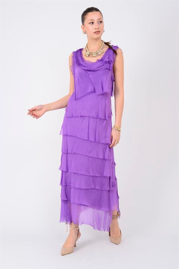 2031 KAT KAT İPEK ELBİSE