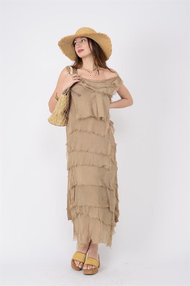 2031 KAT KAT İPEK ELBİSE