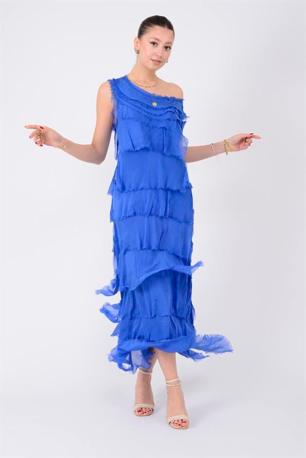 2031 KAT KAT İPEK ELBİSE