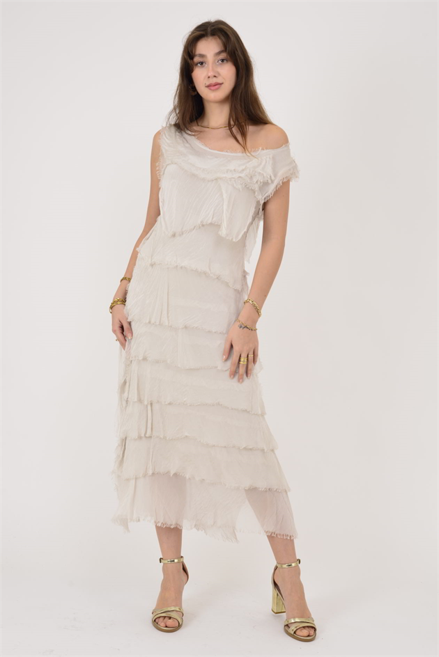 2031 KAT KAT İPEK ELBİSE