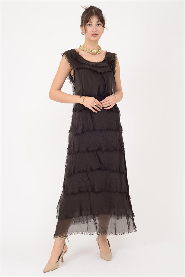 2031 KAT KAT İPEK ELBİSE