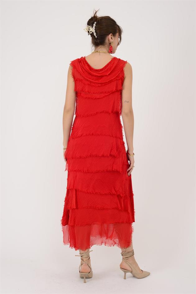 2031 KAT KAT İPEK ELBİSE