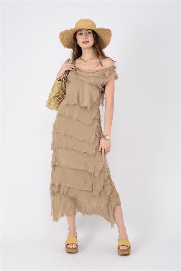 2031 KAT KAT İPEK ELBİSE