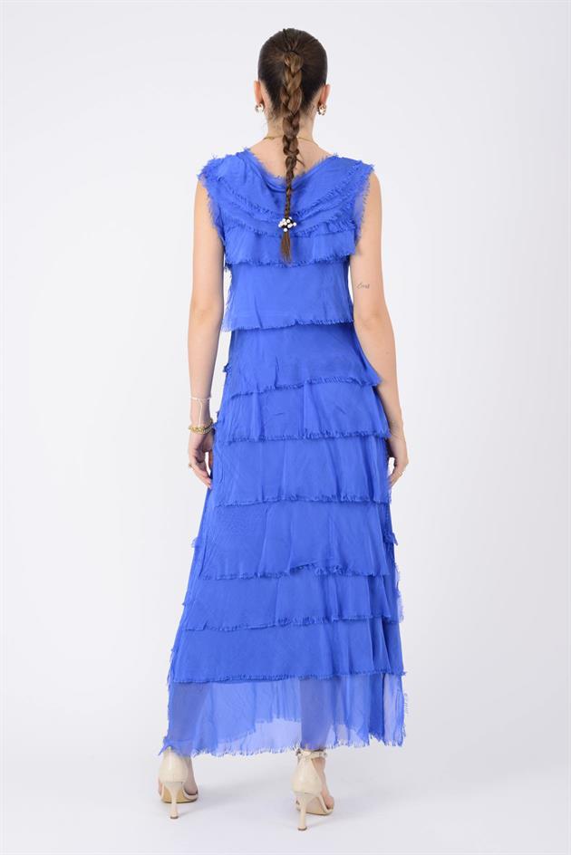 2031 KAT KAT İPEK ELBİSE