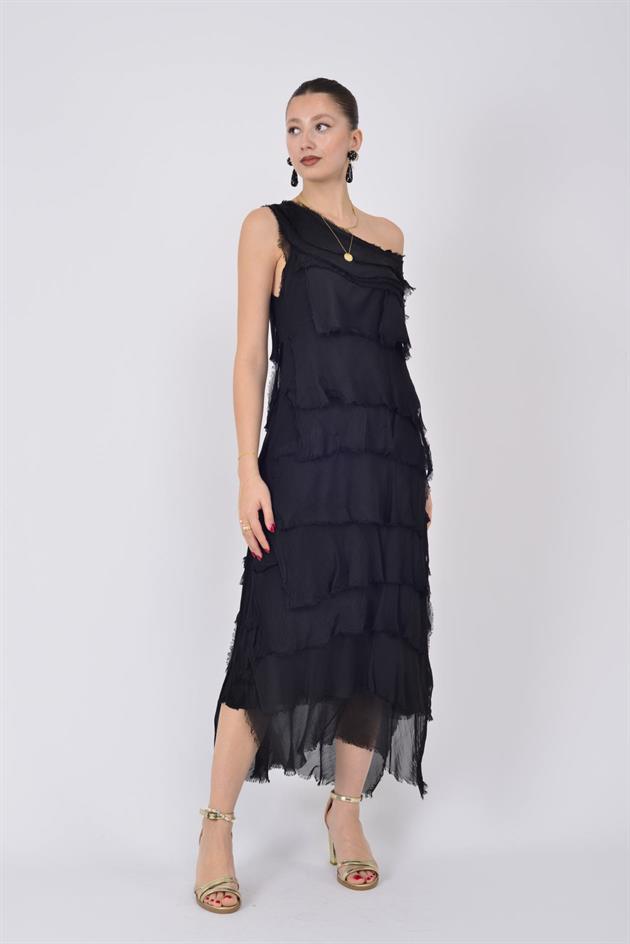 2031 KAT KAT İPEK ELBİSE