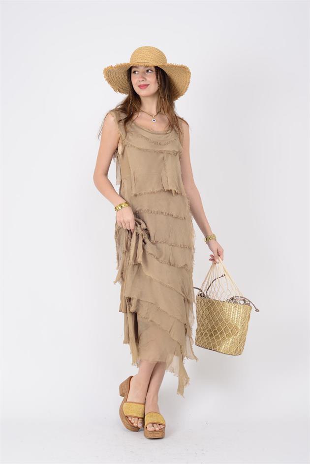 2031 KAT KAT İPEK ELBİSE