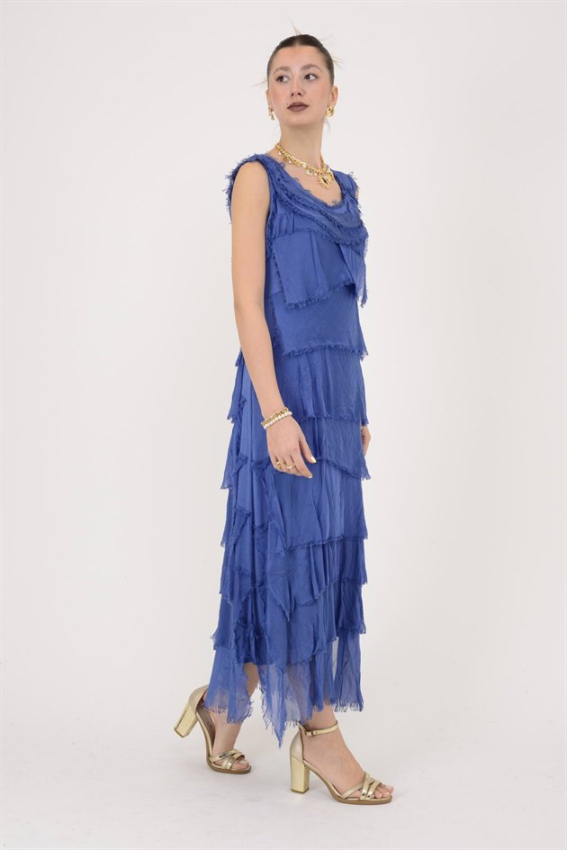 2031 KAT KAT İPEK ELBİSE