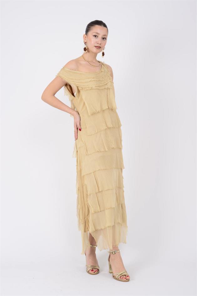 2031 KAT KAT İPEK ELBİSE